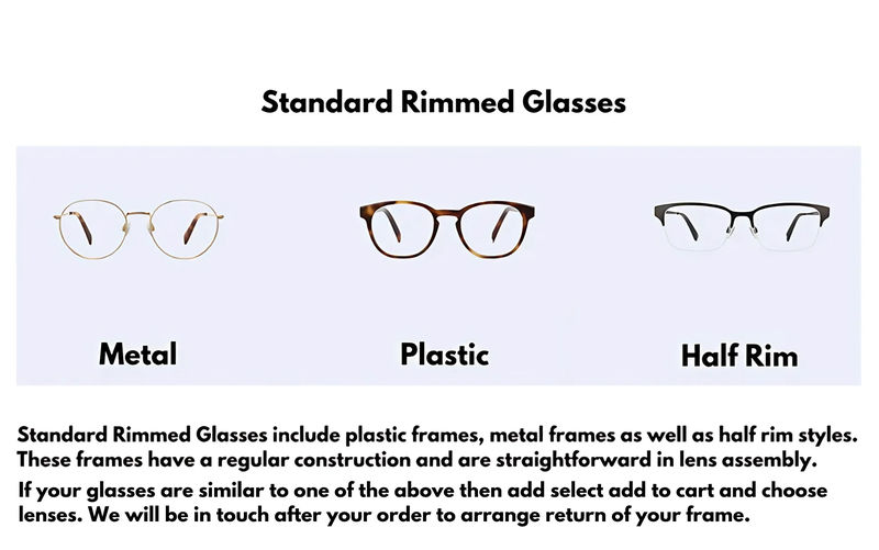 Standard Rimmed Glasses Re-Lens